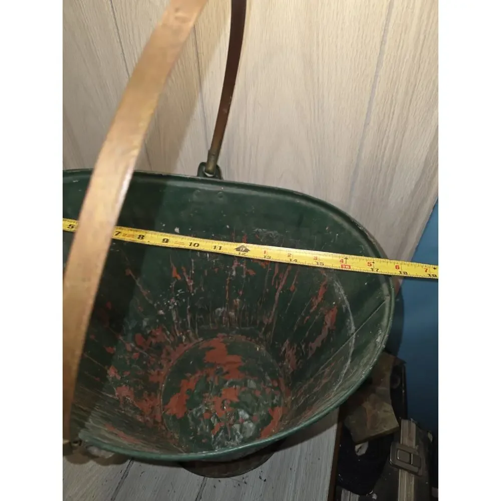 Antique Galvanized Rustic Coal Ash Bucket Fireplace Scuttle Primitive Farmhouse